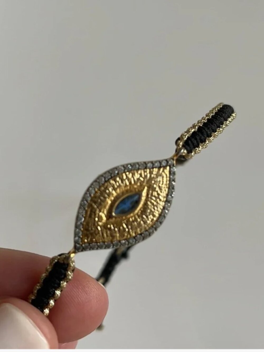 TAI Gold Evil Eye Bracelet in Black/Gold with Adjustable Strap - Picture 4 of 8